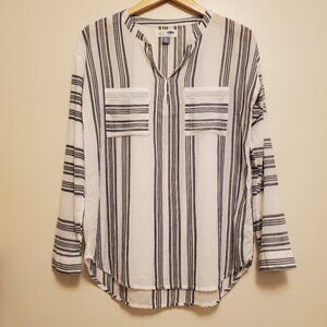 Old Navy White Blue Striped Tunic Long Sleeve Cover Up Pullover Top - XS